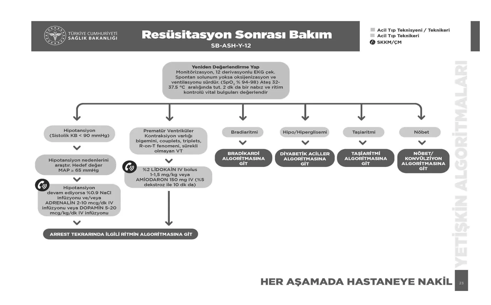 Resüsitasyon Sonrası Bakım — resmî akış şeması, sayfa 23