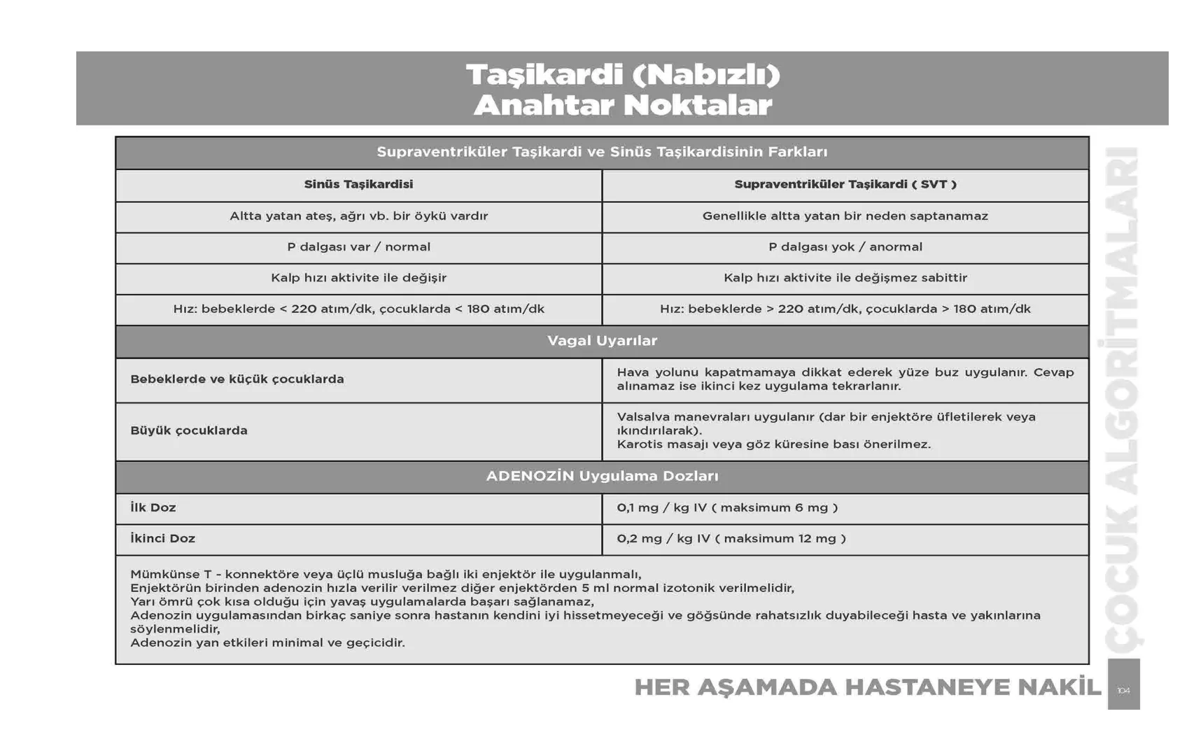 Taşikardi (Nabızlı) — resmî akış şeması, sayfa 104